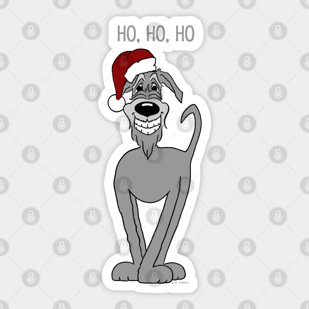 Irish Wolfhound Santa Claus Sticker by LivHana